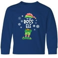 thumbnail image 3 of Inktastic Funny Christmas I'm the Boss Elf with Shoes and Hat Long Sleeve Youth T-Shirt, 3 of 5