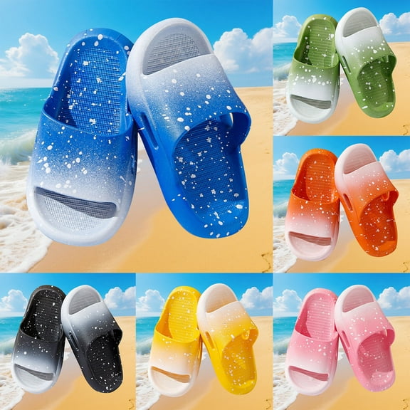 Slippers for Toddler Girls Summer 5-12Years Children Girls Non-Slip Slip-on Open Toe Flats for Indoor Home Shower Slippers Bathroom Outdoor Beach Slippers Shoes