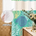 thumbnail image 2 of No Hook Shower Curtain with Built-in Rings - Teal Green Blue Coastal Washable Waterproof Fabric Bathroom Curtains for Hotel,Rentals, 72 X 72 Inch Long , Nautical Ocean Coral Starfish Shell, 2 of 9