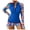 Blue, variant on Women 2 Piece Rash Guard Long Sleeve Zipper Bathing Suit with Bottom Shorts Built in Bra Swimsuit UPF 50+ Surf Wear
