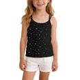 thumbnail image 3 of Nilvkv Cute Shirts for Girls, Girls Tank Tops, Kids Bow Detail Crisscross Strap Lace Trim Cami Top Layer Black 10-11 Years, 3 of 5