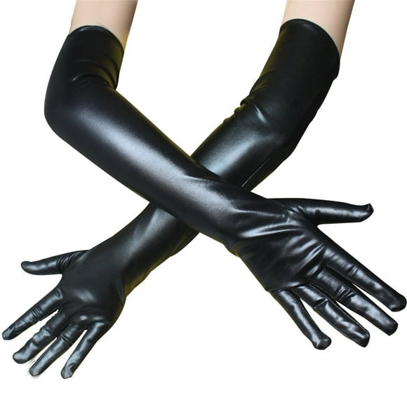 Women Fashion Solid Color Unisex Sexy Leather Party Vintage Long Performance Tight Gloves