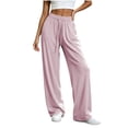 thumbnail image 2 of Yyeselk Womens Wide Leg Sun Protection Pants Lightweight Baggy Stretch High Waisted Slacks Drawstring Casual Joggers Trousers Pink M, 2 of 7
