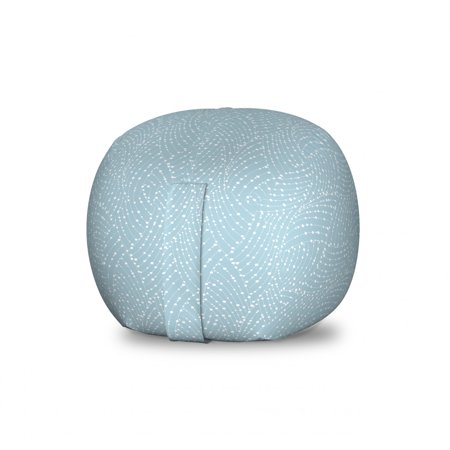 Modern Storage Toy Bag Chair  Autumn Winter Tree Branches Style Curved Lines Along Dots Points Circles  Stuffed Animal Organizer Washable Bag  Large Size  Pale Azure Blue White  by Ambesonne
