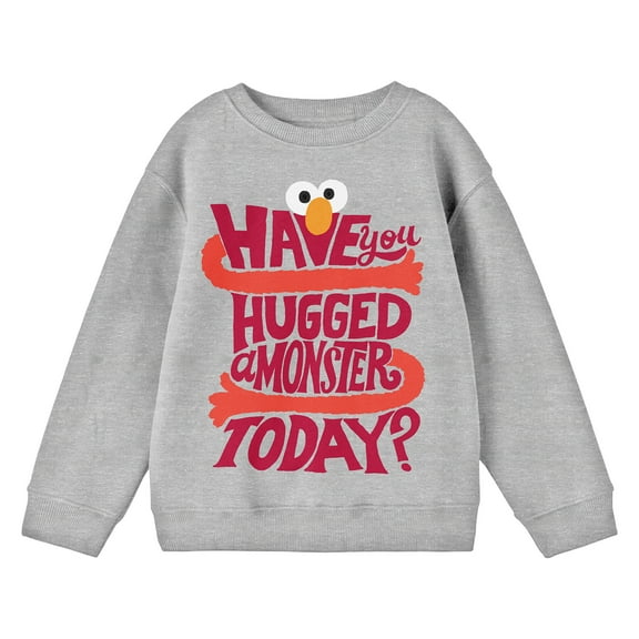 Bioworld Sesame Street Have You Hugged a Monster Today? Youth Heather Gray Crew Neck Sweatshirt-Medium