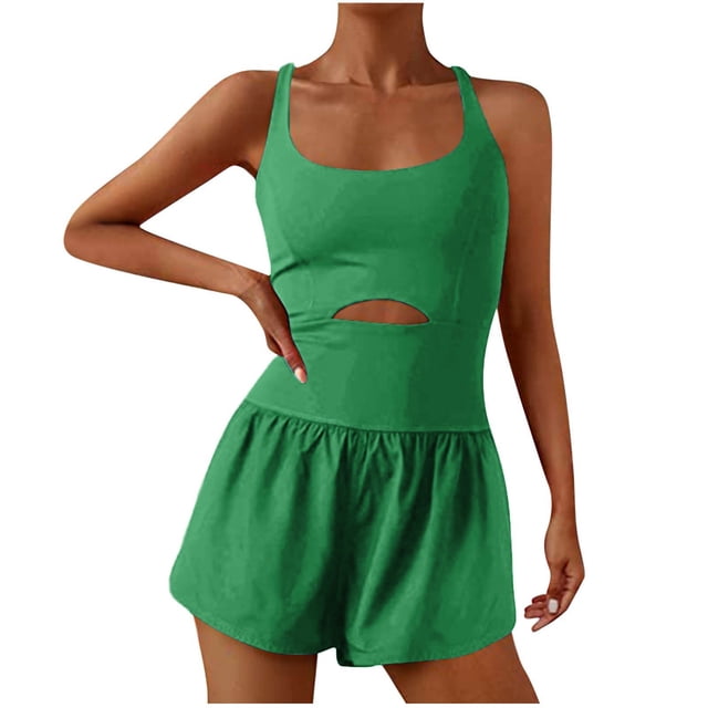 Yuyuzo Workout Romper for Women Sleeveless Short Jumpsuit Backless Yoga Rompers Atheletic Running Jumpsuits