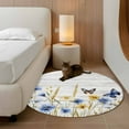 thumbnail image 3 of Blue Yellow Floral Round Area&nbsp;Rug 4ft Butterfly Watercolor Plants Non-Slip&nbsp;Washable Circle Rugs Soft Felt Indoor Floor Mat for Bedroom Kitchen Living Room Bathroom, 3 of 9