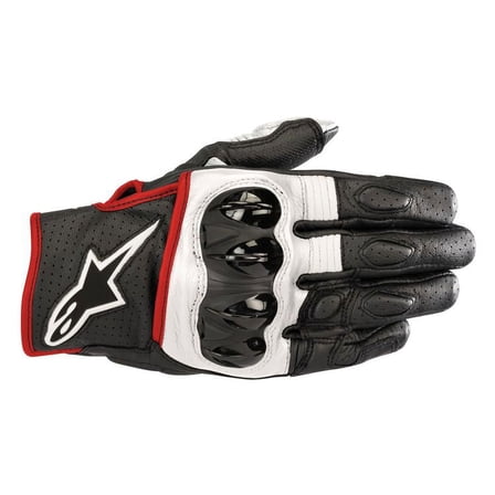Alpinestars Celer V2 Mens Leather Motorcycle Gloves Black/White/Fluo Red 3XL