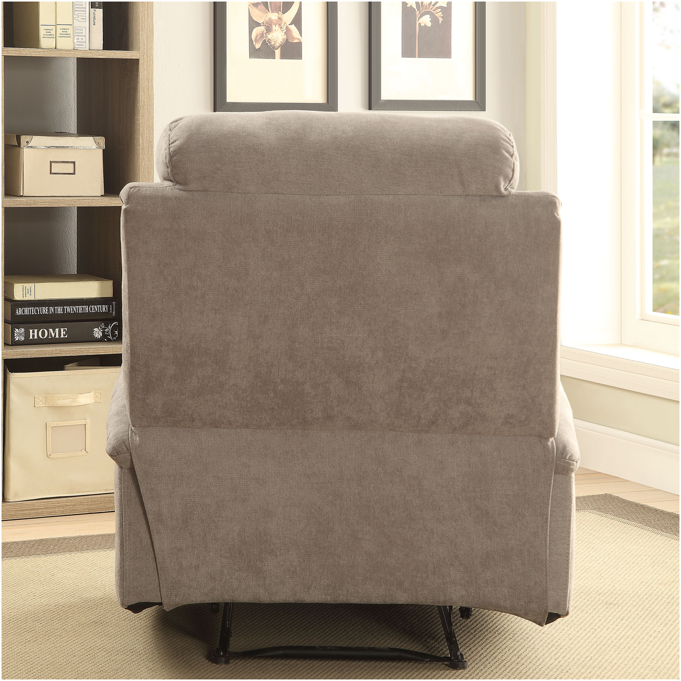 JERFIT Modern Fabric Recliner Chair with Cup Holders, Padded Arms and Memory Foam, Comfortable Living Room Reclining Chair, Grey