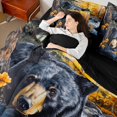 thumbnail image 4 of Homewish Animal Bear Bedding Comforter Set 7-Piece for Female Men Adults,Black Orange Brown King Bedding Sets,Jungle Woodland Wildlife Ultra Soft Bed Sheets,Lightweight Room Decor,Reversible, 4 of 8