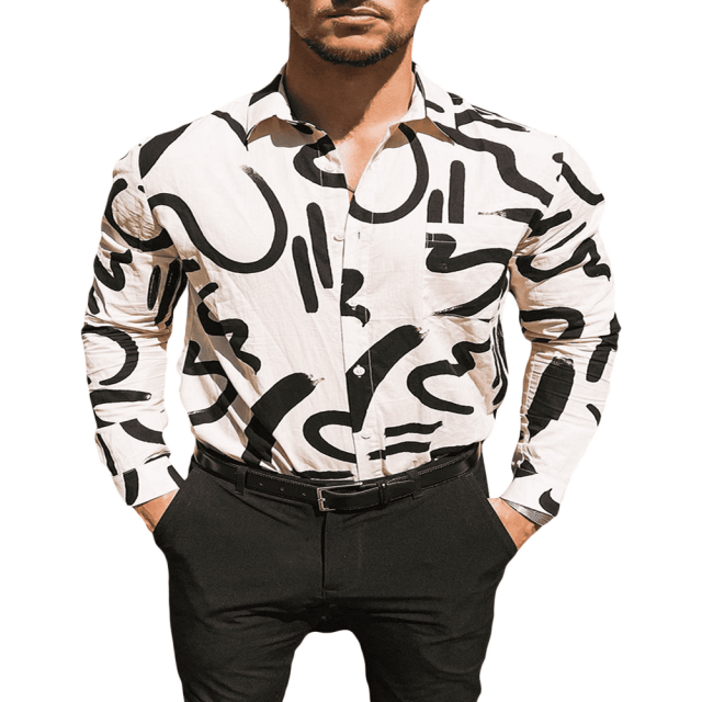 Button-Down Long Sleeve Shirts for Men Stylish Holiday Tops with Prints