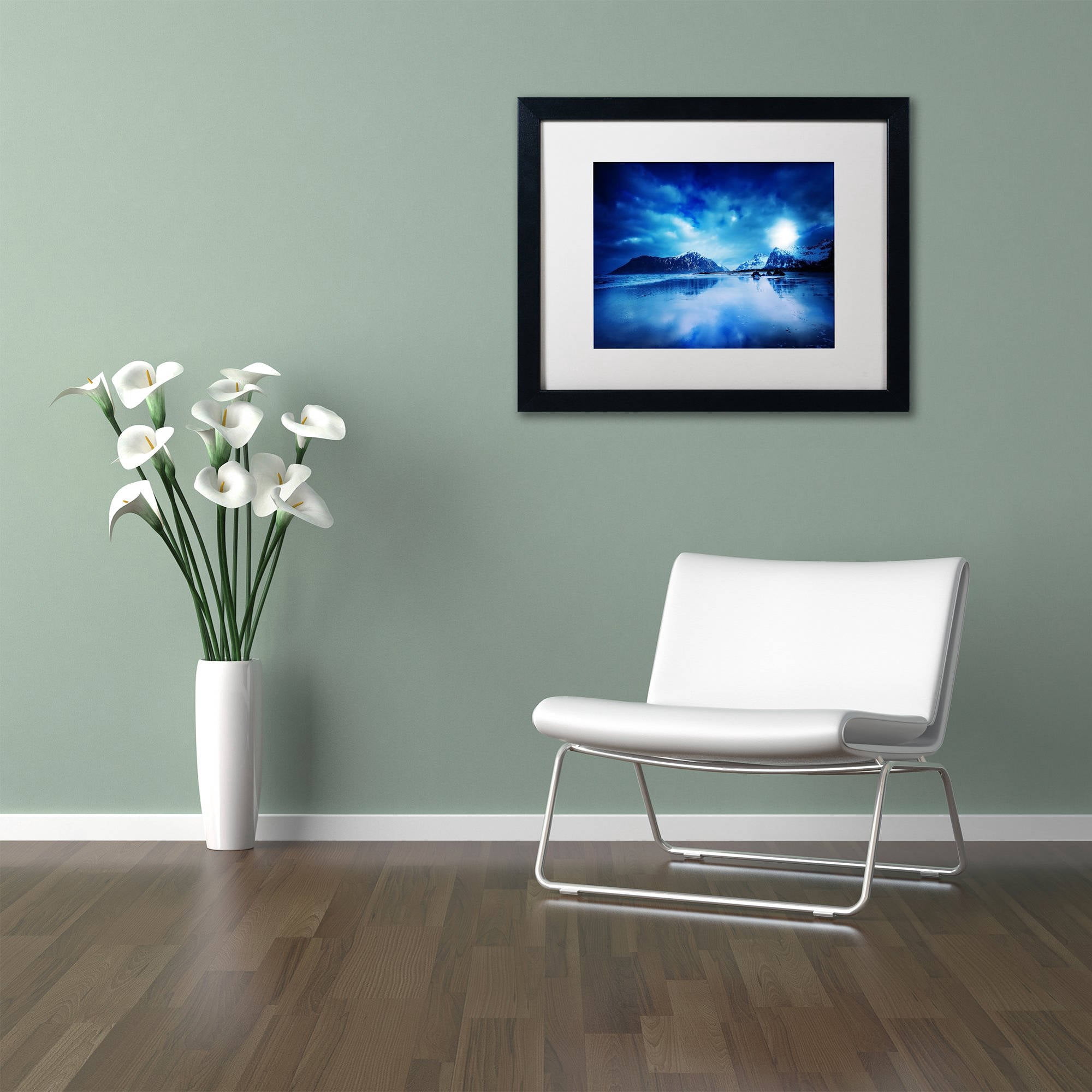 Trademark Fine Art "Lofoten Blues" Canvas Art by Philippe Sainte-Laudy, White Matte, Black Frame