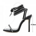 thumbnail image 5 of UTTOASFAY Fashion Women New Shoes High Heel Winding Strap Sandals Rhinestone Sandals Black 8(39), 5 of 6