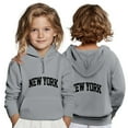 thumbnail image 2 of Byoo Teen Girls Hoodie New York Print Zipper Hooded Sweatshirt Long Sleeve Pullover Top, 2 of 6