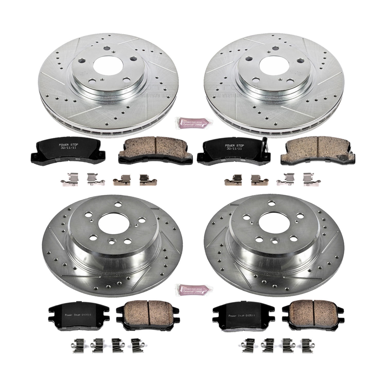 PowerStop Front and Rear Z23 Evolution Sport Carbon-Fiber Ceramic Brake Pad and Drilled & Slotted Rotor Kit Fits: LEXUS Select Models K6783
