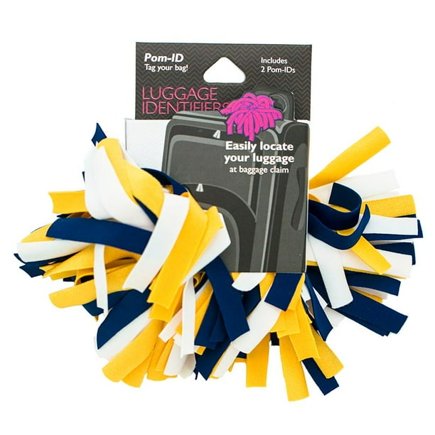 Pomchies PomID Brightly Colored Luggage ID Tag pompom, Navy/White