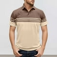 thumbnail image 2 of RMGVDSD Men Golf Polo Shirts Men's Summer Fashion Casual Short Sleeved Striped Shirt Lapel T Shirt Color Matching Top Loose Fit Comfy Tops, 2 of 7