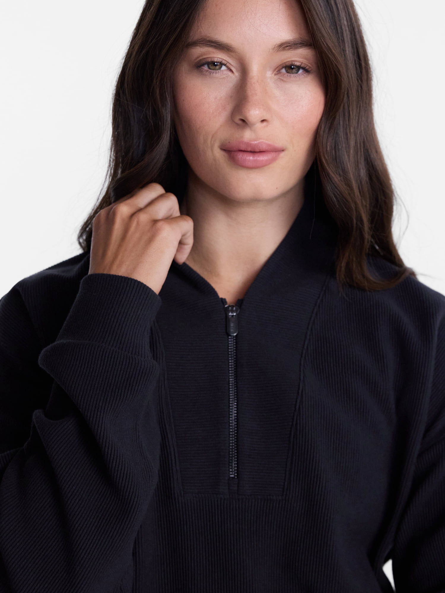 Avia Women's and Women's Plus Ribbed Ottoman Quarter Zip Sweatshirt, Sizes XS-4X