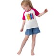 thumbnail image 5 of FamilyThread Girls Boys Short Sleeve Raglan T Shirts Kids Rainbow Striped Summer Tops Crewneck Basic Rainbow Graphic Tees 3-13 Years, 5 of 8
