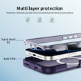 thumbnail image 4 of Dteck for iPhone 12 / 12 Pro Case with Built-in Stash Stand, Military-Grade Drop Protection Magnetic Phone Case Compatible with MagSafe Accessories,Frosted Deep Purple, 4 of 9