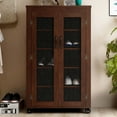 thumbnail image 3 of 24/7 Shop At Home Dawn Industrial 5 Tier Shoe Cabinet in Wood Vintage Walnut Finish, 3 of 5