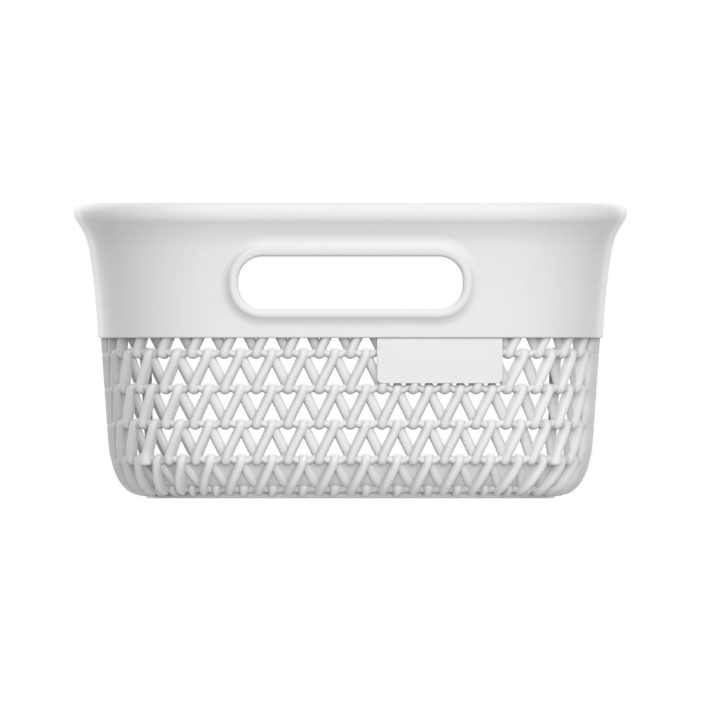 Mainstays Woven Plastic Storage Basket White 4Quart Wicker Design