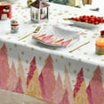 thumbnail image 4 of Christmas Tablecloth 60×120 Inch, Pink Trees Golden Snow Washable Table Cover for Party Picnic Dinner Decor, 4 of 6