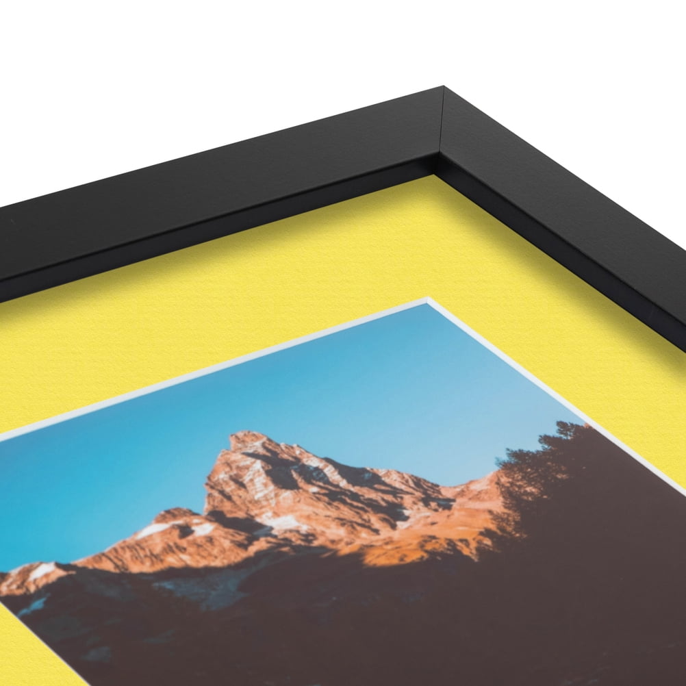 ArtToFrames 14x14" Matted Picture Frame with 10x10" Single Mat Photo Opening Framed in 1.25" Satin Black and 2" Canary Mat (FWM-3926-14x14)