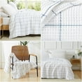 thumbnail image 2 of Southshore Fine Living, Inc. Blanket Queen or Full, Oversized Waffle Blanket, White with Blue Check, 2 of 7