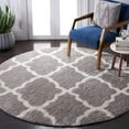thumbnail image 2 of SAFAVIEH Tahoe Gerald Quatrefoil Shag Area Rug, 6'7" x 6'7" Round, Grey/White, 2 of 8