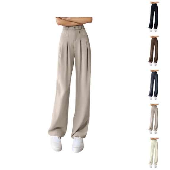 Women's Casual High Waisted Wide Leg Pants for Summer and Fall - Comfortable Trousers for Everyday Wear and Relaxed Outfits