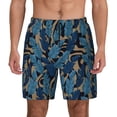 thumbnail image 2 of Picia Blue Leaves A pattern Mens Swim Trunks with Compression Liner Stretch Beach Shorts Quick Dry with Zipper Pockets No-Chafing Board Shorts-Medium, 2 of 9