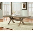 thumbnail image 3 of Roundhill Furniture Raven Wood 9-Piece Dining Set, Extendable Trestle Dining Table with 8 Chairs, Glazed Pine Brown, 3 of 16
