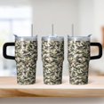 thumbnail image 2 of Camo 20oz Stainless Steel Tumbler with Handle and Straw – Insulated Travel Cup with Sliding Lid, 360° Full Wrap Printed Mug for Home, Outdoor & Sports Use, Camouflage, 2 of 6