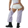 thumbnail image 2 of Women Crotchless Trousers Solid Color Long Pants with Chain Belt, 2 of 6
