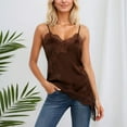 thumbnail image 2 of Women Inner Tank Tops Sleeveless Lace Trim Vest Camisole Shirts Coffee XS, 2 of 4