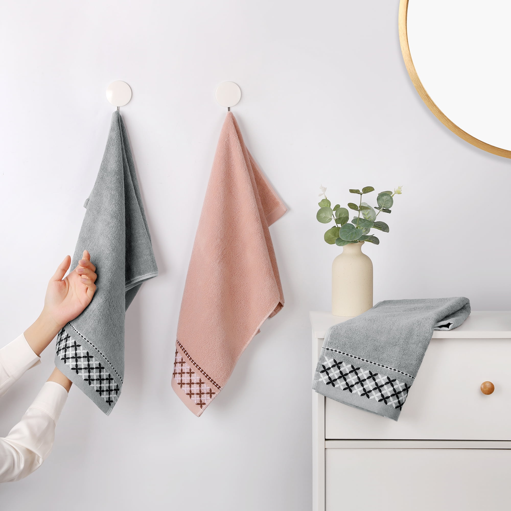 Unique Bargains Cute Pattern Decorative Hand Towel Set Khaki 4-Piece