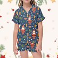 thumbnail image 2 of shqvo Girls Silk Pajamas Size 8-10 Snowflake Print Short Sleeve Button Down Shirts Tops and Shorts Loose Fit Party Sleepwear Set for Kids/teens Y2k Clothes, 2 of 5