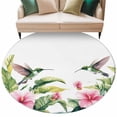 thumbnail image 2 of 5ft Washable Round Rug, Summer Tropical Plants Non-Slip Circle Area Rug for Living Room Bedroom, Pink Floral Hummingbird Indoor Floor Mat for Home Decor, 2 of 9