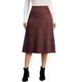 thumbnail image 2 of Faux Suede Midi Skirt for Women Vintage High Waisted A-Line Trendy Fall Winter Business Causal Skirts M, 2 of 8