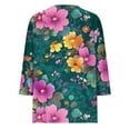 thumbnail image 4 of Uaswgudfs Women's Daily Casual Fashion Unpositioned Print V-Neck Button T-Shirt – Loose Fit 3/4 Sleeve Tops Women's Shirts Green L, 4 of 5