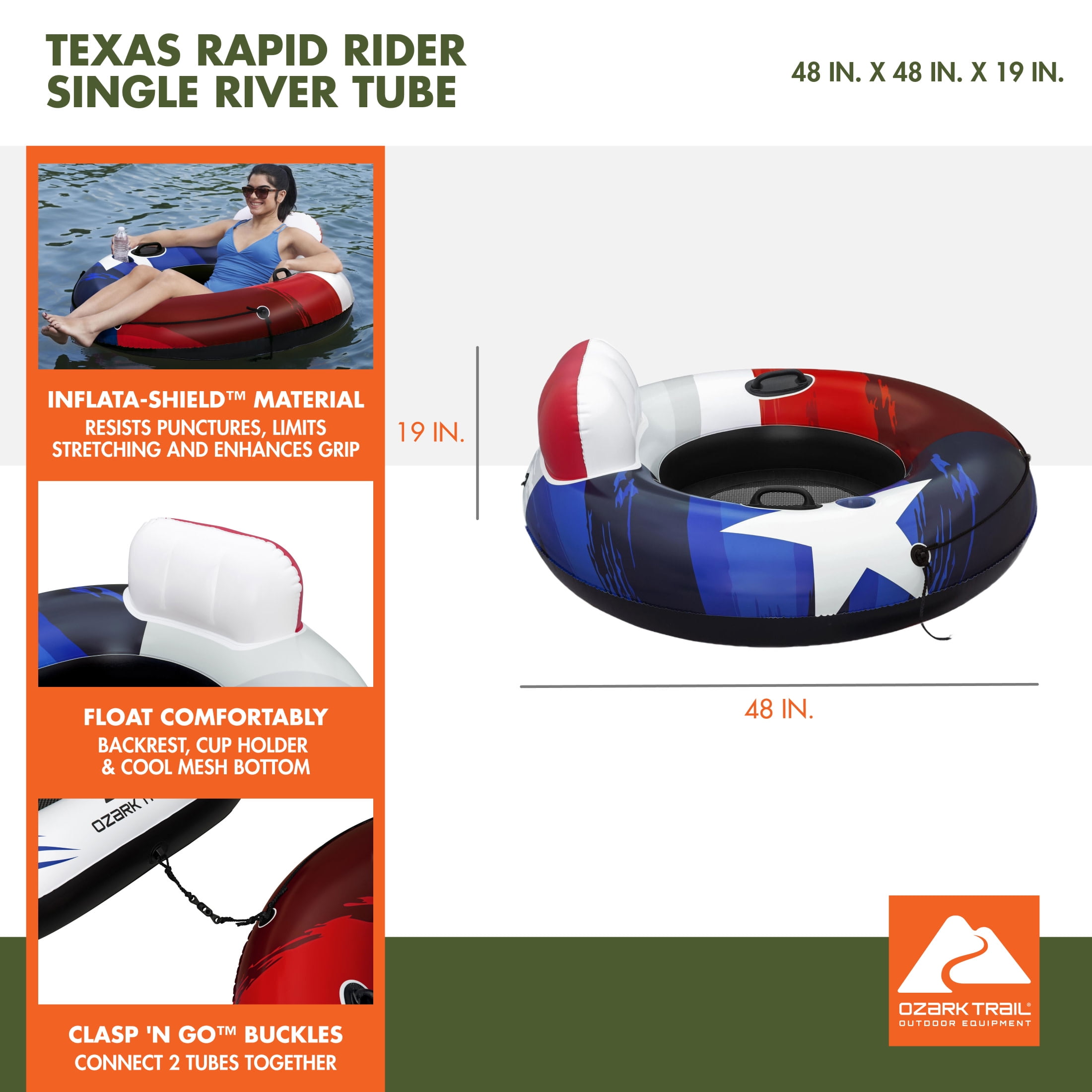 (2 pack) Ozark Trail Texas Rapid Rider Single River Tube