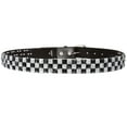 thumbnail image 3 of Snap On 1 1/2" White & Black Checkerboard Punk Rock Studded Belt, 3 of 5
