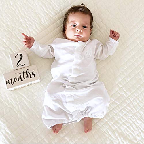 | Baby Age Photo Blocks Perfect and Keepsake by Walnut Choose From 2 Stain Options LovelySprouts Premium Solid Wood Milestone Age Blocks