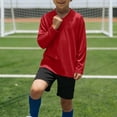 thumbnail image 3 of HBGVBA Boy's Pullover Long SleeveSolid Color Fast Dry Mesh V-Neck Baseball Jacket Breathable Athleisure Sport Top Summer Outdoor 3-15 Years, 3 of 6
