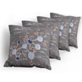 thumbnail image 5 of Ambesonne Grunge Throw Pillow Cover 4 Pack, Formula Science Graphic, 18", Dimgray Orange White, 5 of 7