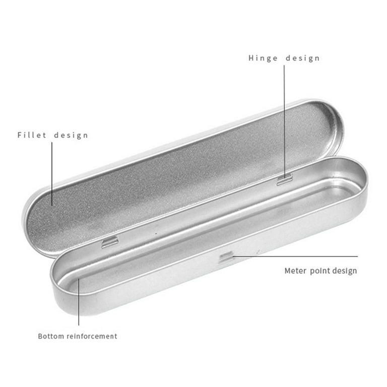 Creative Silver Metal Pencil Case Snap Lock Design Rectangle Pencil Box for  Teen