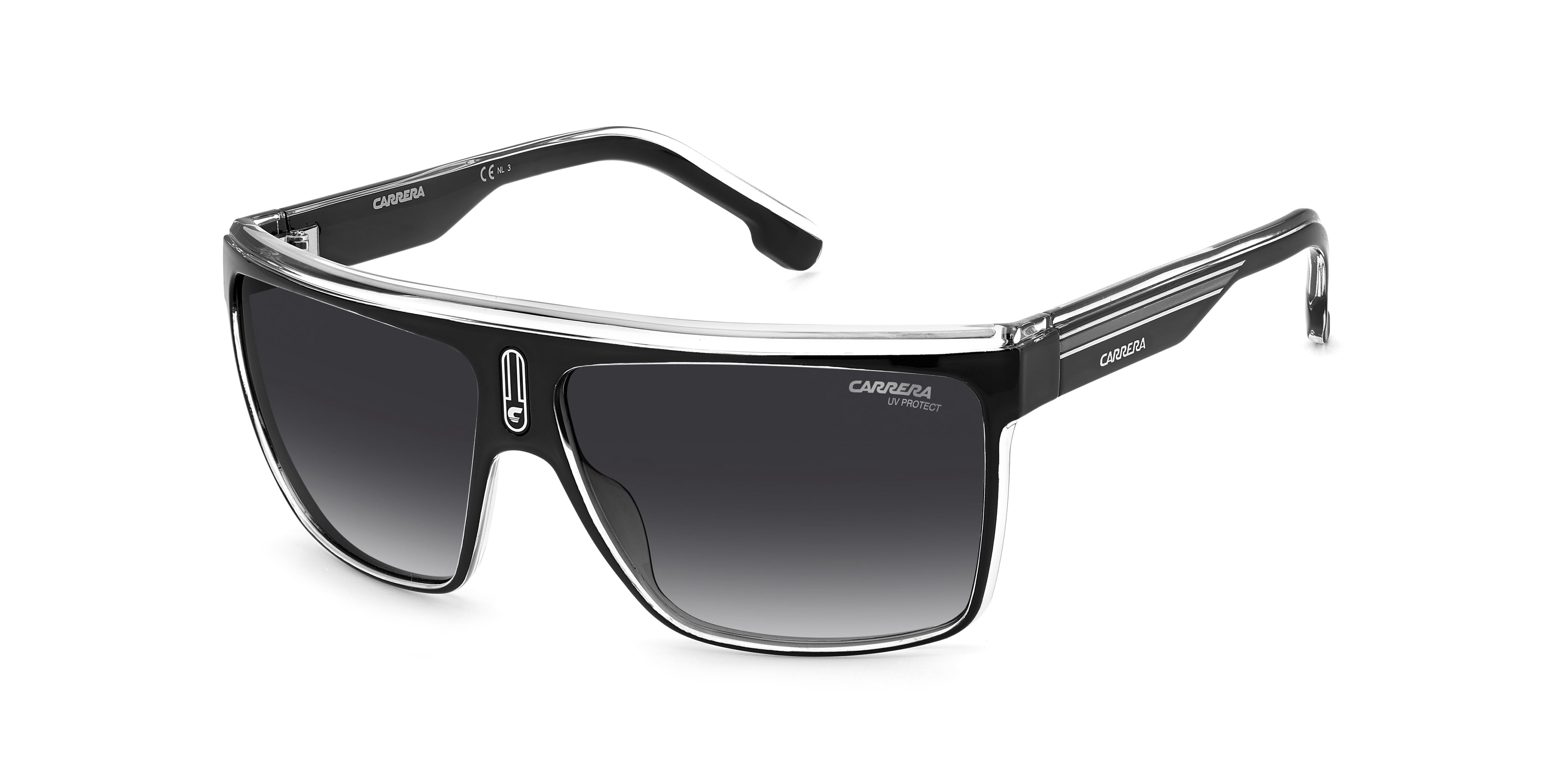 Carrera Men's Black/White Flat Top Square Sunglasses with Gradient Lens - CA22N-080S-9O
