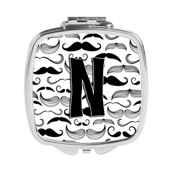 Carolines Treasures  Letter N Moustache Initial Compact Mirror