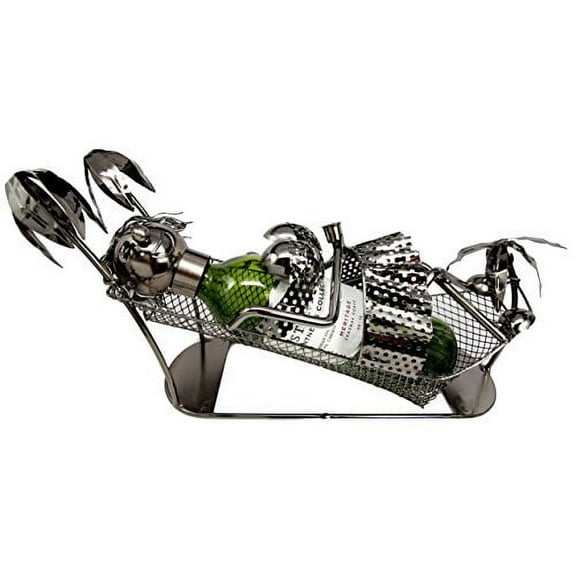 Atlantic Collectibles Vacation By The Beach Bikini Girl On Hammock Hand Made Metal Wine Bottle Holder Caddy Decor Figurine 9.5"L
